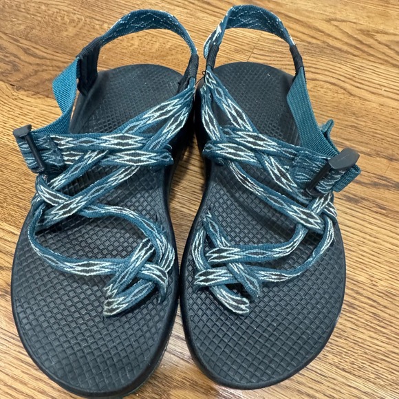 Chaco Sandals Sport Active Outdoor Strappy Walking Casual Grenn‎ White Size 7 - Picture 1 of 13